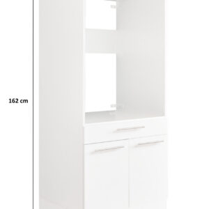 Laundreezy LDS Basisschrank mit Sockel Freisteller mit Maßen _70-200- Ein weißer Schrank mit offenem Mittelbereich, Schublade und Türen steht freigestellt vor weißem Hintergrund, ergänzt durch Maßangaben für Höhe und Breite.